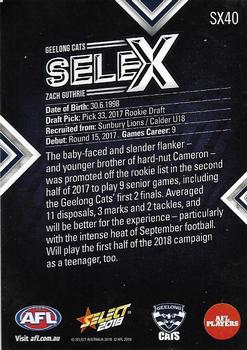 2018 Select Footy Stars - Selex #SX40 Zach Guthrie Back